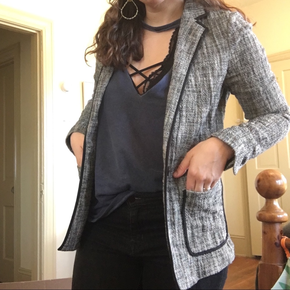 🌿 anthropologie black blazer stretch comfortable
